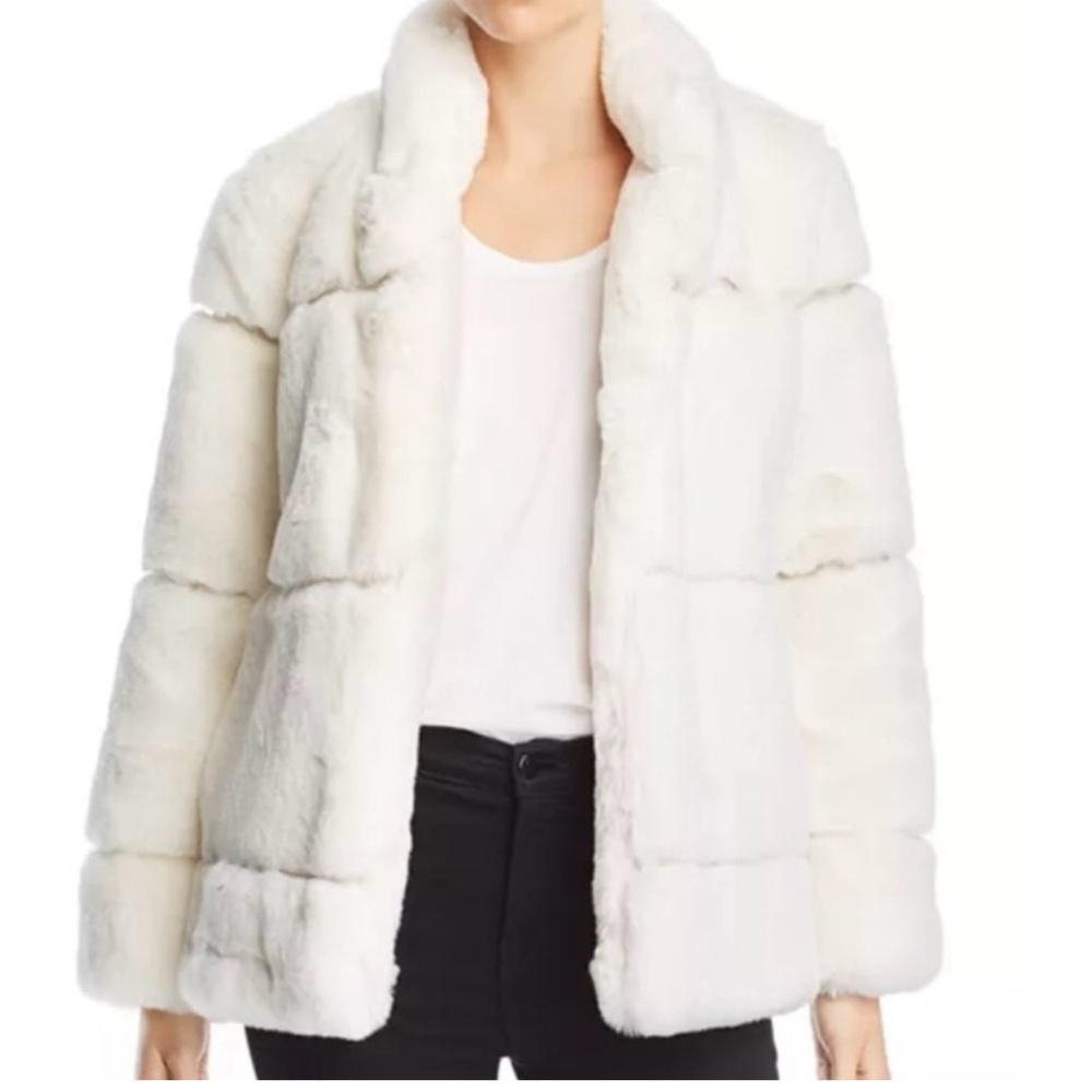 Apparis Sarah Faux Fur Coat Small Jacket Womens S Long Sleeve With Pockets Ivory